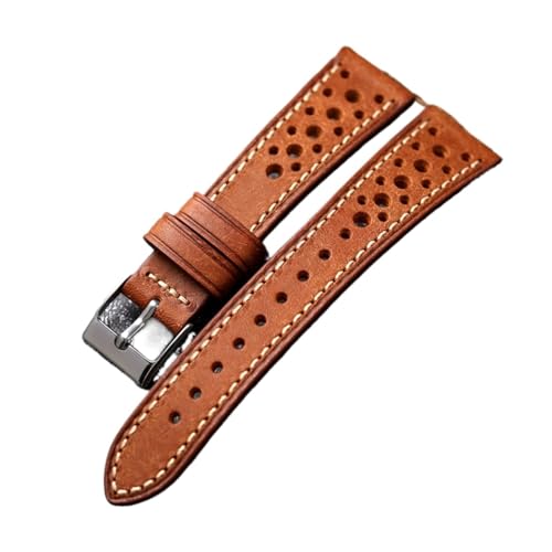 MENGXIU MENGKE Handgefertigtes Italienisches Rindslederband 18 20 21 22MM Grün Braun Grau Ultradünnes Herrenarmband(Brown,20mm) von MENGXIU