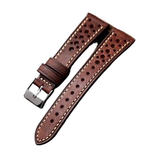 MENGXIU MENGKE Handgefertigtes Italienisches Rindslederband 18 20 21 22MM Grün Braun Grau Ultradünnes Herrenarmband(Maroon,18mm) von MENGXIU