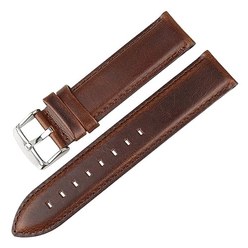 MENGXIU MENGKE Hochwertiges Echtlederarmband 13 Mm 14 Mm 16 Mm 17 Mm 18 Mm 19 Mm 20 Mm Uhrenarmbänder Kompatibel Mit DW(DarkBrown-Silver,12mm) von MENGXIU
