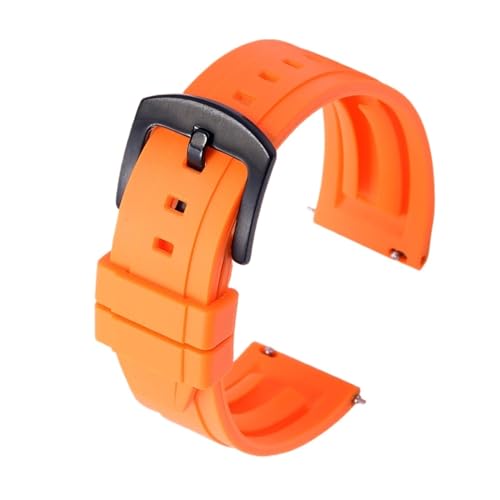 MENGXIU MENGKE Hochwertiges Fluorkautschuk-Uhrenarmband 18 Mm 19 Mm 20 Mm 21 Mm 22 Mm 24 Mm Sportarmband Schwarz Grün Armband Mit Schnellverschlussband(ORANGE,22mm silver buckle) von MENGXIU