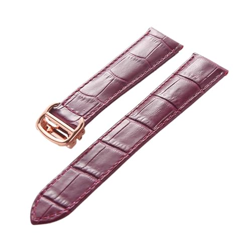 MENGXIU MENGKE Leder-Uhrenarmband, Erste Schicht, Rindsleder, Kompatibles Tank London-Uhrenarmband, Herren- Und Damenarmband-Zubehör(Purple rose buckle,22mm) von MENGXIU