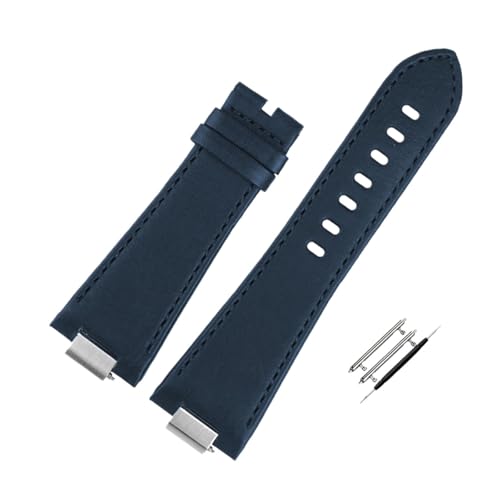 MENGXIU MENGKE Lederarmband Mit Konvexem Ende, Kompatibel Mit Tissot 1853 Series Strap Belt T137.407 T137.410 Herrenarmband Handschlaufe Armband 26 X 12 Mm(Blue B no) von MENGXIU