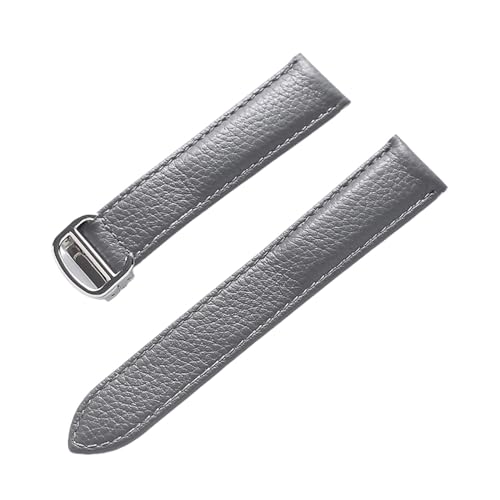 MENGXIU MENGKE Litsche-Korn-Rinds-Rindsriemenriemen-Männer und Frauen kompatibel mit Cartier-Tank-Tank SOLO Londoner Leder Watchkette Zubehör(Gray,14mm) von MENGXIU