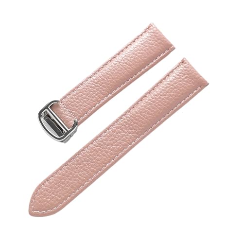 MENGXIU MENGKE Litsche-Korn-Rinds-Rindsriemenriemen-Männer und Frauen kompatibel mit Cartier-Tank-Tank SOLO Londoner Leder Watchkette Zubehör(Pink,17mm) von MENGXIU