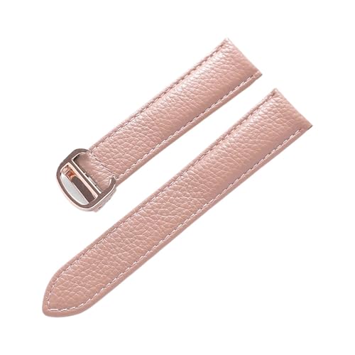 MENGXIU MENGKE Litsche-Korn-Rinds-Rindsriemenriemen-Männer und Frauen kompatibel mit Cartier-Tank-Tank SOLO Londoner Leder Watchkette Zubehör(Pink rose buckle,17mm) von MENGXIU