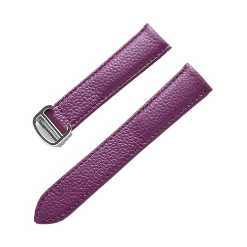 MENGXIU MENGKE Litsche-Korn-Rinds-Rindsriemenriemen-Männer und Frauen kompatibel mit Cartier-Tank-Tank SOLO Londoner Leder Watchkette Zubehör(Purple,18mm) von MENGXIU