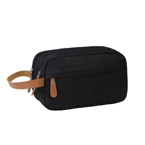 Kulturbeutel für Damen und Herren – wasserabweisender Oxford-Tuch-Reise-Organizer, großes Fassungsvermögen, tragbare Kosmetiktasche., Schwarz, 25*15*10cm, Einfacher, geschlechtsneutraler Stil von MENGZHILU