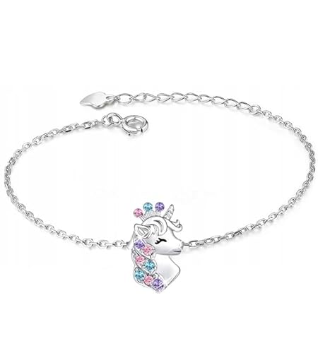 MENNICA BYDGOSKA - Armband Damen - Armand Silber 925 für Mädchen - verstellbares Armband für Kinder - Armband mit Einhorn - Geschenk für Mädchen - Nickelfrei - Verstellung 14 +4 cm von MENNICA BYDGOSKA