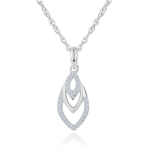 MENNICA BYDGOSKA Halskette Silber 925 Anhänger mit Diamant Zirkonia 50 cm für Damen Schmuck Nickelfrei Geburtstagsgeschenk in Schatulle Rhodiniert von MENNICA BYDGOSKA