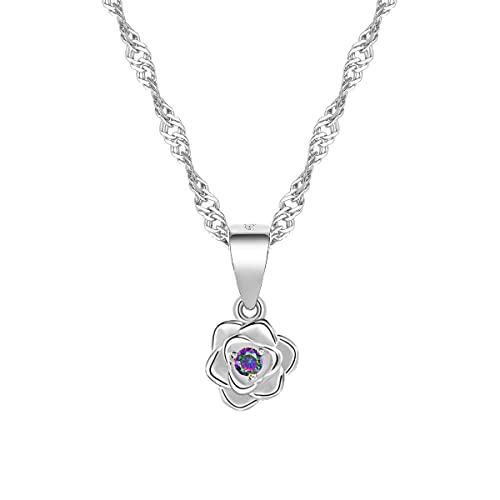 MENNICA BYDGOSKA Halskette Silber 925 Rosen mit Diamant Zirkonia für Mädchen Damen Schmuck Nickelfrei zum Verschenken Rhodiniert von MENNICA BYDGOSKA