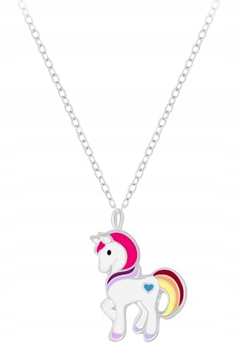 MENNICA BYDGOSKA - Kette damen - Halskette für Mädchen - Kinderhalskette aus 925er Silber - Einhorn-Halskette - Nicht Allergen und Nickelfrei - Geschenk für Mädchen - verstellbare Länge 36-41 cm von MENNICA BYDGOSKA