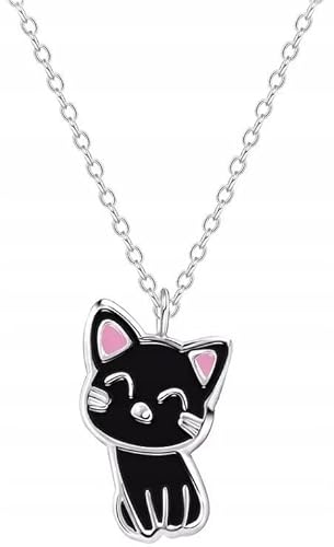 MENNICA BYDGOSKA - Kette damen - Halskette für Mädchen - Kinderhalskette aus 925er Silber - Katze-Halskette - Nicht Allergen und Nickelfrei - Geschenk für Mädchen - verstellbare Länge 36-41 cm von MENNICA BYDGOSKA