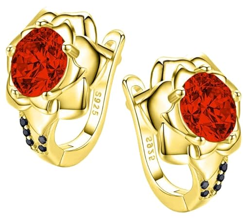 MENNICA BYDGOSKA Ohrringe Silber 925 Vergoldet Rosen für Mama mit Diamant Zirkonia für Mädchen Damen, Englischer Verschluss, Nickelfrei von MENNICA BYDGOSKA