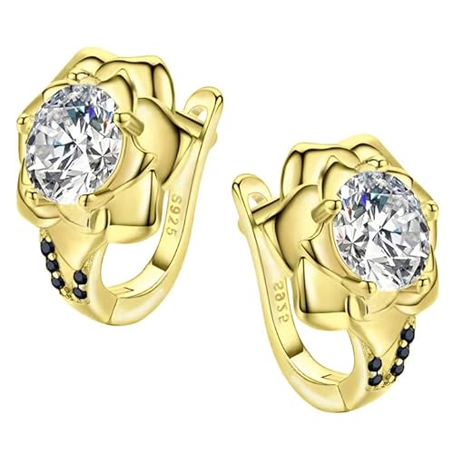 MENNICA BYDGOSKA Ohrschmuck aus Sterlingsilber | Ohrringen Rosen für Frauen Ohrstecker | Hypoallergen, vergoldetes Silber 925, mit Zirkonia von MENNICA BYDGOSKA