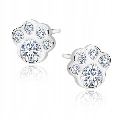 MENNICA BYDGOSKA Ohrstecker Silber 925 Pfoten mit Diamant Zirkonia für Mädchen Damen Nickelfrei Ohrstecker als Geburtstagsgeschenk rhodiniert von MENNICA BYDGOSKA