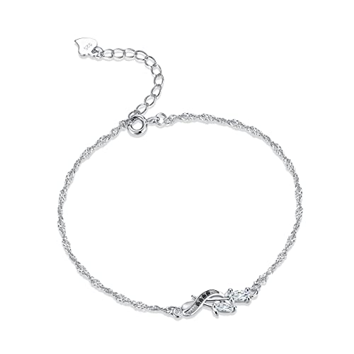MENNICA BYDGOSKA Silberarmband Promi Längenverstellbar 17 + 3cm Silber 925 AAA Strasssteine ​​Damen Schmuck Nickelfrei zum Geschenk Valentinstag Geburtstag Rhodium von MENNICA BYDGOSKA
