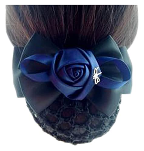 Frauenhaarklammern, Netzklammern, Netz-Haarspange, Haarspange, Haarnetz, elastische Damen-Haarknotenabdeckung, Blumen-Haar-Snood-Netz, Haarspange, Blau und Schwarz K22 von MENTAM