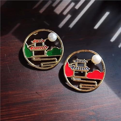 exquisite Kragennadeln, modische Accessoires, Abzeichen Brosche Anstecknadel Klassischer chinesischer Stil Nationaler Trend Perle mit Pullover Kleine Anzugjacke Mantel Zubehör(Green) von MENTAM