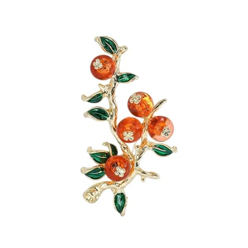 exquisite Kragennadeln, modische Accessoires, Herbst Winter Luxus Persimmon Form Brosche Chinesischen Stil Neue Jahr Pin Anzug Revers Abzeichen Kleidung Mantel Zubehör(Orange) von MENTAM