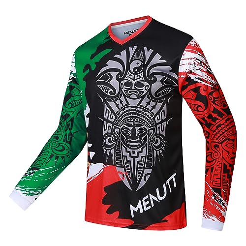 MENUTT Herren Mountainbike Jersey Langarm MTB Offroad Mexiko Jersey Downhill & Motocross Shirts, Loon, XX-Large von MENUTT