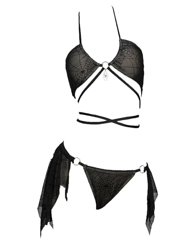 MEOWCOS Pretty Crawler Gothic Badeanzug Spinnennetz-Design Dunkler Stil Bademode Set, Schwarz, Large MEOWCOS Pretty Crawler Gothic Badeanzug Spinnennetz-Design Dunkler Stil Bademode Set, Schwarz, Large von MEOWCOS.COM