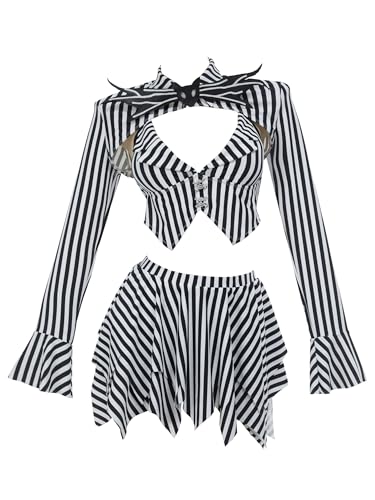 Meowcos Gothic-Bikini-Badeanzug, Gothic-Stil, schwarz-weiß gestreift, personalisierbar, dunkler Stil, Gothic-Badeanzug, Streifen, Medium Meowcos Gothic-Bikini-Badeanzug, Gothic-Stil, schwarz-weiß gestreift, personalisierbar, dunkler Stil, Gothic-Badeanzug, Streifen, Medium von MEOWCOS.COM