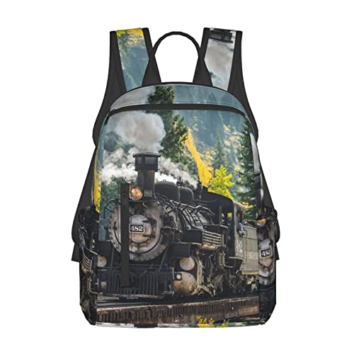 MEPED Einfacher leichter Rucksack Schultasche 12,5 x 26 x 37 cm japanischer Frühling Pflaume Blumendruck niedliche Muster Mädchen Jungen, Dampfzug, One size von MEPED