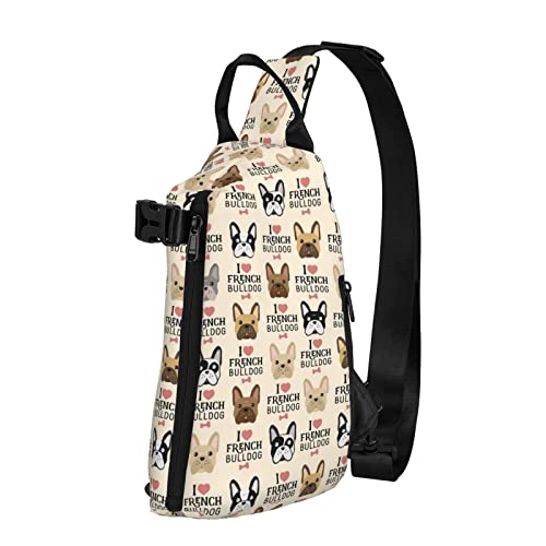 MEPED Französische Hundeschlingtasche, Crossbody Sling Rucksack Schulter Brusttasche für Damen Herren, Reise Wandern Daypack, Schwarz, Einheitsgröße, Schwarz, Einheitsgröße, Schwarz , Einheitsgröße, von MEPED