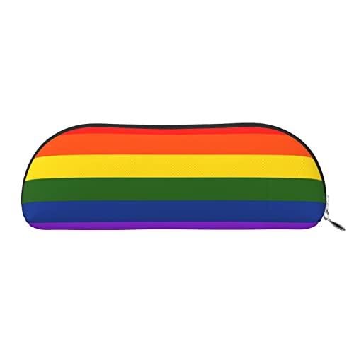 Robuste Leder-Make-up-Tasche, Kosmetiktasche, bedruckt mit Regenbogenflagge, Bleistift- und Stifttasche, Reiseutensilien, Silber, One Size, Europäischer und amerikanischer Stil von MEPED