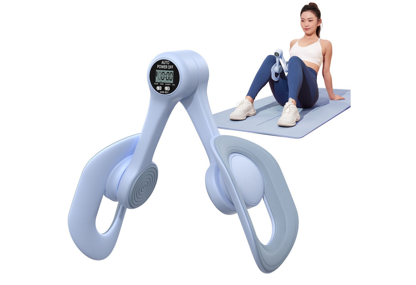 MERACH Beckenbodentrainer Oberschenkeltrainer, Beintrainer für Frauen, 360°drehbar, LED Zähler, Beine Trainingsgerät für zuhause oder Büro, 1-tlg., Gesäß, Rücken und Armen stärken, Fitness Yoga Sportgerät, Postnatale Rückbildung, kompakt, tragbar, vielseitige Trainings von MERACH