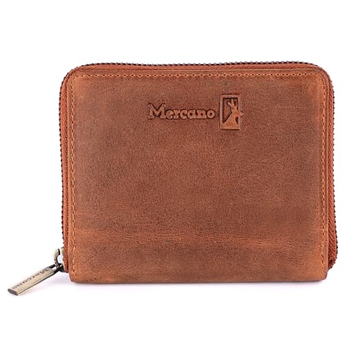 MERCANO Premium Vintage Echtleder Damen-Geldbörse Braun mit RFID-Schutz I inkl. Geschenkbox, Portemonnaie für Frauen mit viel Platz und Münzfach, Brieftasche Geldtasche Geldbeutel Portmonee Wallet von MERCANO