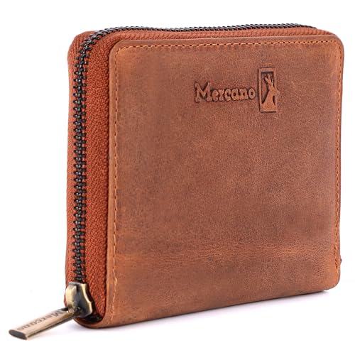 MERCANO® Premium Vintage Echtleder Damen-Geldbörse Braun mit RFID-Schutz I inkl. Geschenkbox, Portemonnaie für Frauen mit viel Platz und Münzfach, Brieftasche Geldtasche Geldbeutel Portmonee (Klein) von MERCANO