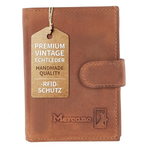 MERCANO Premium Vintage Echtleder Herren Slim-Wallet Hell-Braun mit RFID-Schutz I inkl. Geschenkbox, Portemonnaie für Männer mit Kartenfächern und Münzfach, Geldbörse Brieftasche Geldtasche von MERCANO