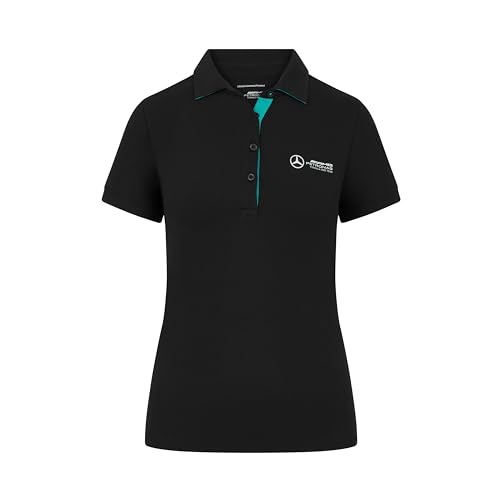 MERCEDES AMG PETRONAS F1 Frauen Polo mit 3D-Teamlogo-Ausführung - Schwarz - Größe: S von MERCEDES AMG PETRONAS