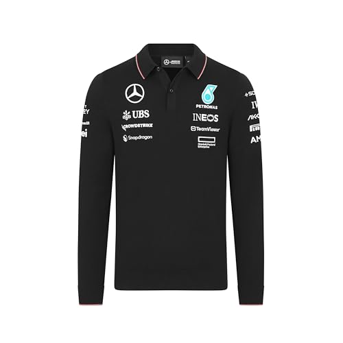 MERCEDES AMG PETRONAS F1 Herren 2024 Team Polo Langarm - Schwarz - Größe: M von MERCEDES AMG PETRONAS