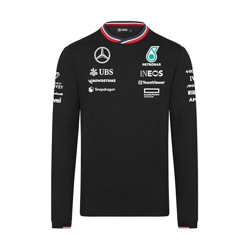 MERCEDES AMG PETRONAS F1 Herren 2024 Team Tshirt Langarm - Schwarz - Größe: L von MERCEDES AMG PETRONAS