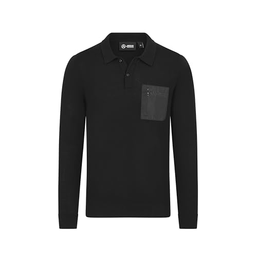 MERCEDES AMG PETRONAS F1 Herren Langarm Merino Polo - Schwarz - Größe: XXL von MERCEDES AMG PETRONAS
