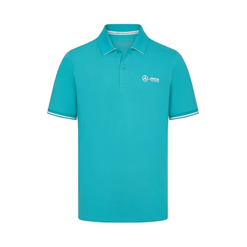 MERCEDES AMG PETRONAS F1 Herren Polo mit 3D-Teamlogo-Ausführung - Türkisblau - Größe: M von Mercedes AMG Petronas