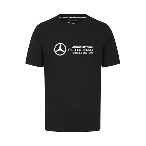 MERCEDES AMG PETRONAS F1 Herren Tshirt mit großer 3D-Team-Logo-Ausführung - Schwarz - Größe: M von MERCEDES AMG PETRONAS