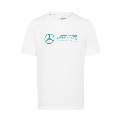 MERCEDES AMG PETRONAS F1 Herren Tshirt mit großer 3D-Team-Logo-Ausführung - Weiß - Größe: L von MERCEDES AMG PETRONAS