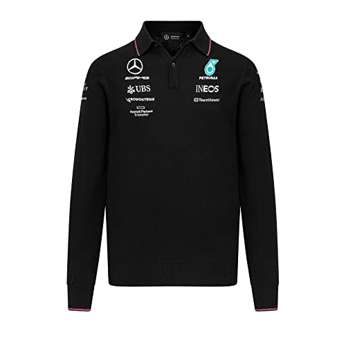 MERCEDES AMG PETRONAS Formula One Team - 2023 Team Langarm-Strickpolo - Schwarz - Männer - Größe: XL von MERCEDES AMG PETRONAS