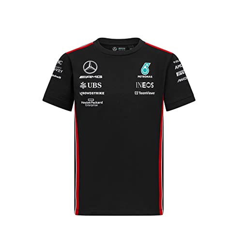 MERCEDES AMG PETRONAS Formula One Team - Kinder 2023 Team-T-Shirt - Schwarz - Größe: 7/8 Jahre (128) von Mercedes AMG Petronas
