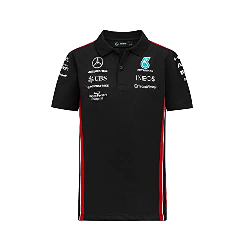 MERCEDES AMG PETRONAS Formula One Team - Team-Poloshirt für Kinder 2023 - Schwarz - Größe: 13/14 Jahre (164) von Mercedes AMG Petronas