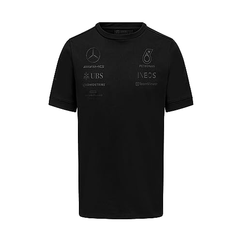 MERCEDES AMG PETRONAS Team T-Shirt Teamshirt Formel 1 Oberteil Stealth Kurzarm Herren (as3, Alpha, m, Regular, Regular, schwarz) von MERCEDES AMG PETRONAS