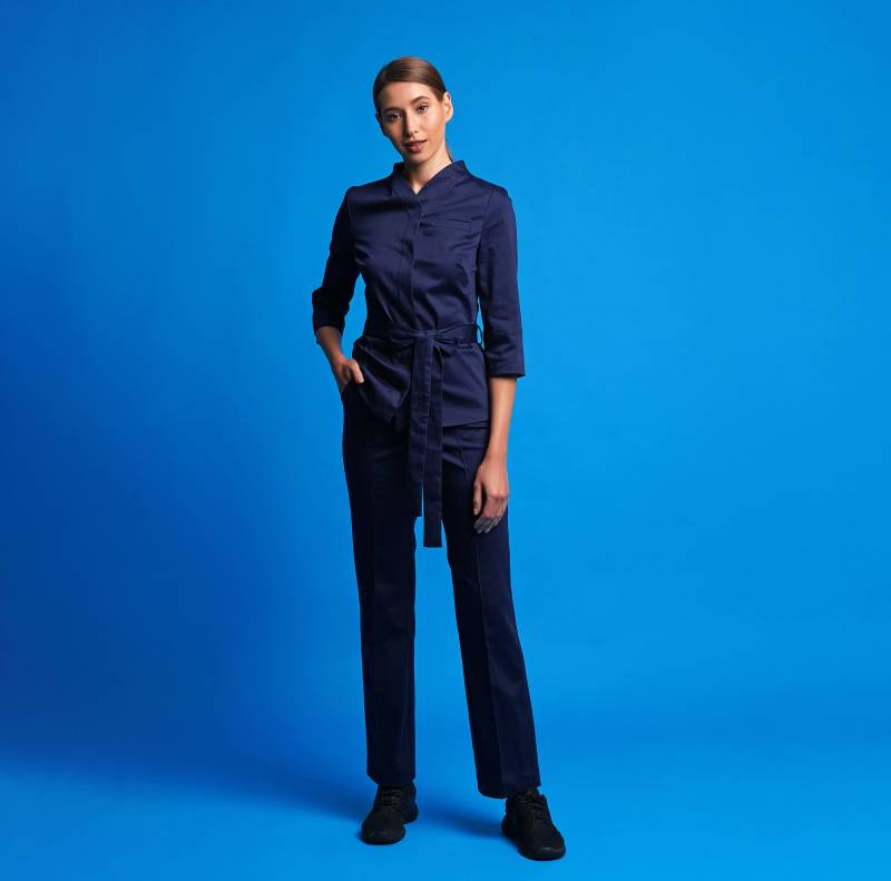 Baumwolljacke Und Hose Set, Arbeitskleidung Spa, Casual Hosenanzug Frauen, Jacke Gerade Mit Hohem Hals Für Jumpsuit Frauen Merces von MERCESStore