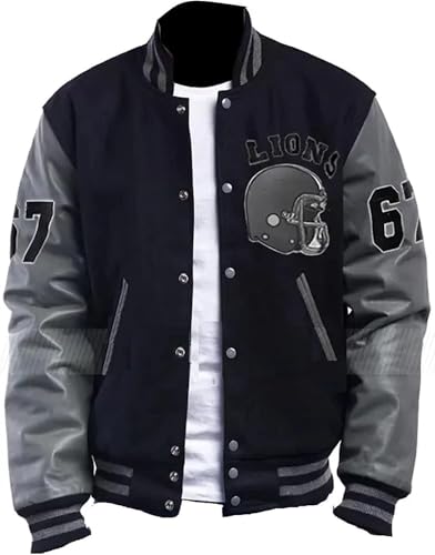 MERCH ATTIRE Beverly Hills Cop Eddie Murphy Baseball Tom Hardy Venom Letterman Varsity Bomberjacke für Herren, 1) Vorderseite Wolle – Ärmel PU-Leder, 3XL von MERCH ATTIRE