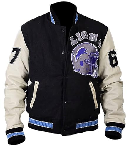 MERCH ATTIRE Beverly Hills Cop Eddie Murphy Baseball Tom Hardy Venom Letterman Varsity Bomberjacke für Herren, 5) Cremefarbene Lederärmel – Wolle vorne, 3XL von MERCH ATTIRE