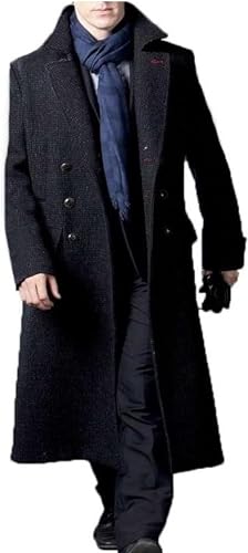 MERCH ATTIRE Sherlock Holmes Benedict Cumberbatch Black Consulting Detective Jacket Wollmantel, Wolle - Schwarzer langer Mantel, M von MERCH ATTIRE