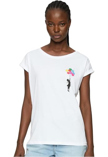 MERCHCODE Damen T-Shirt Ladies Girl Floating Away T-Shirt, Loose Fit, Cotton 100%, XXL von MERCHCODE