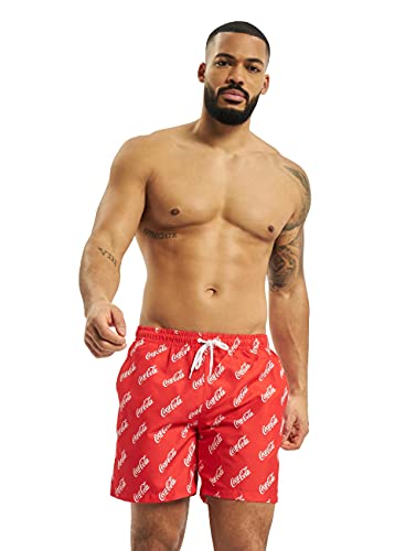 MERCHCODE Herren Coca Cola Logo AOP Swimshorts S red von MERCHCODE